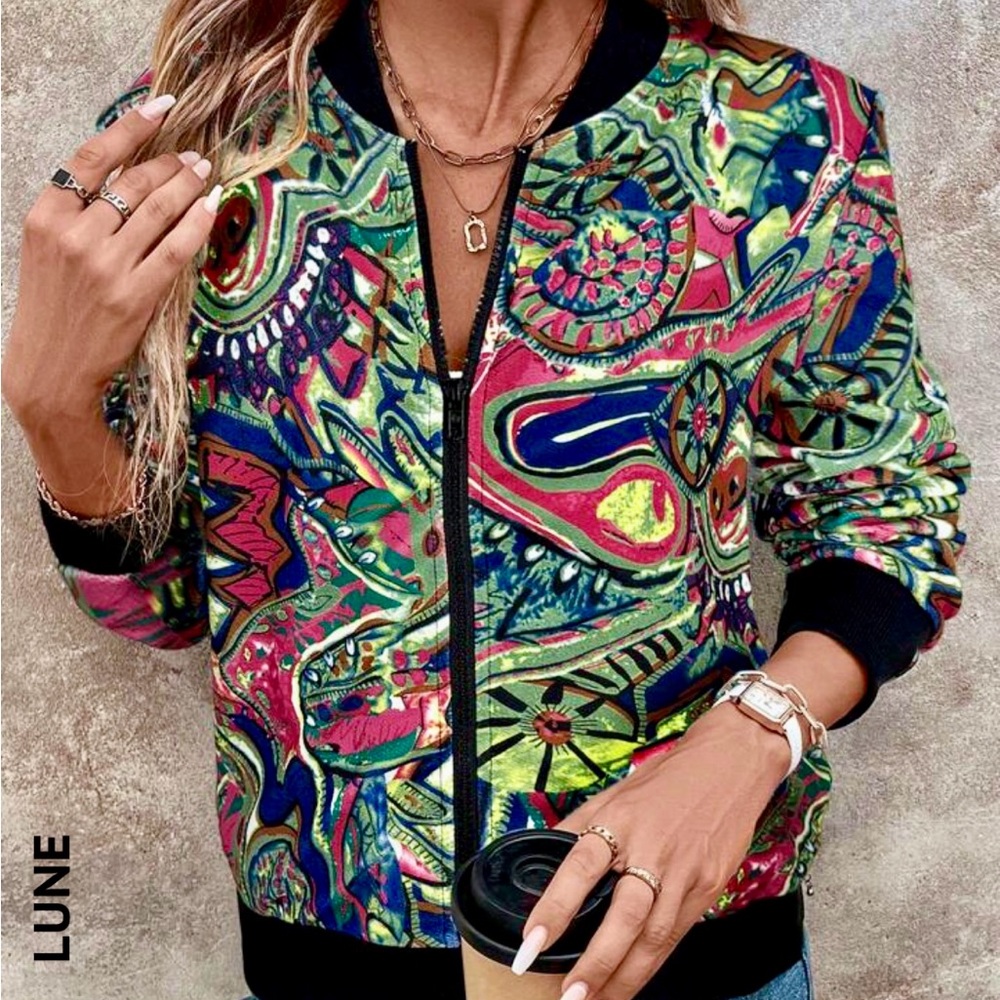 Colorful lightweight zip up jacket